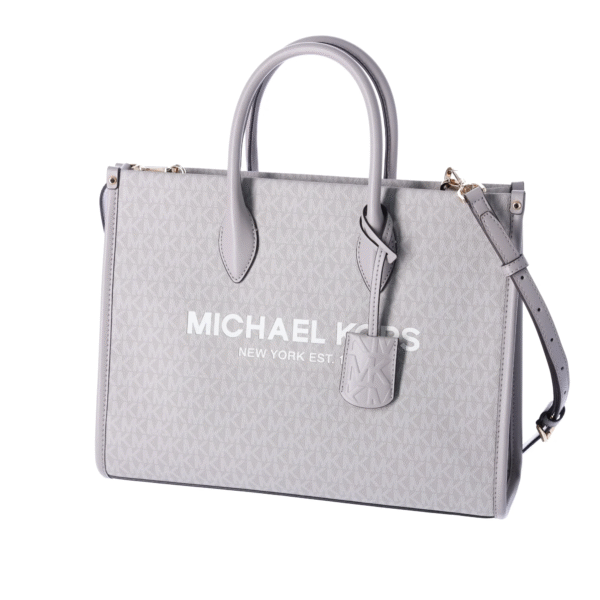 Michael Kors Mirella East West Medium Tote: Luxurious Pearl Grey MK Signature - Image 2
