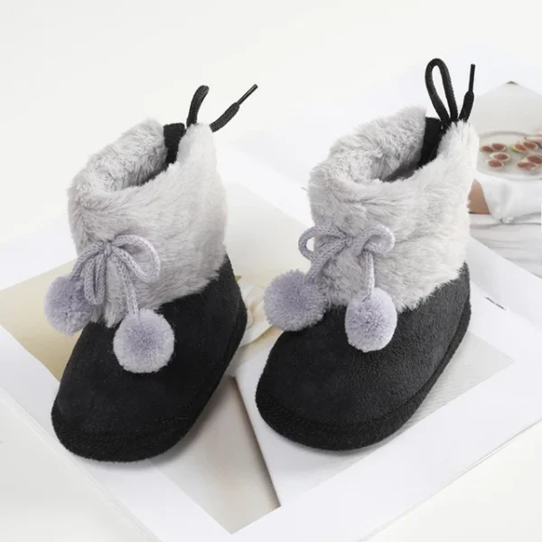 Winter Furry Snow Boots - Soft Sole First Walkers Shoes for Baby Girls 0-18 Months - Image 3