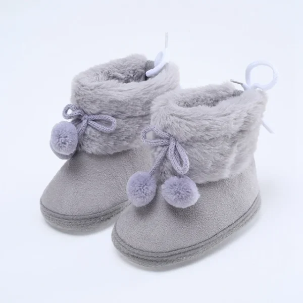 Winter Furry Snow Boots - Soft Sole First Walkers Shoes for Baby Girls 0-18 Months - Image 4