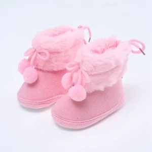 Winter Furry Snow Boots - Soft Sole First Walkers Shoes for Baby Girls 0-18 Months