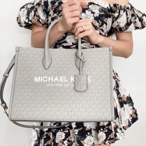Michael Kors Mirella East West Medium Tote: Luxurious Pearl Grey MK Signature