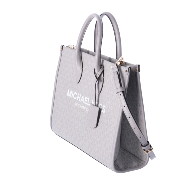 Michael Kors Mirella East West Medium Tote: Luxurious Pearl Grey MK Signature - Image 3