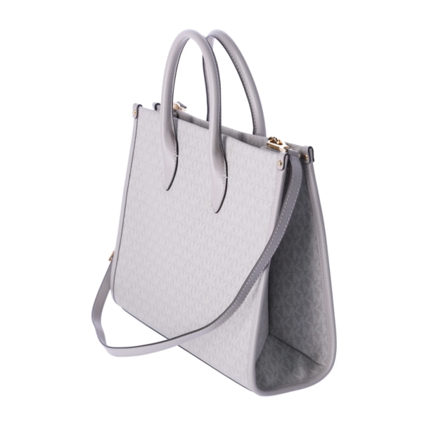 Michael Kors Mirella East West Medium Tote: Luxurious Pearl Grey MK Signature - Image 5