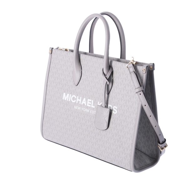 Michael Kors Mirella East West Medium Tote: Luxurious Pearl Grey MK Signature - Image 6