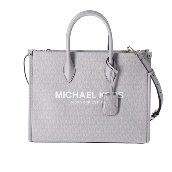 Michael Kors Mirella East West Medium Tote: Luxurious Pearl Grey MK Signature - Image 8
