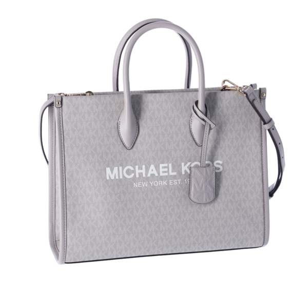 Michael Kors Mirella East West Medium Tote: Luxurious Pearl Grey MK Signature - Image 9