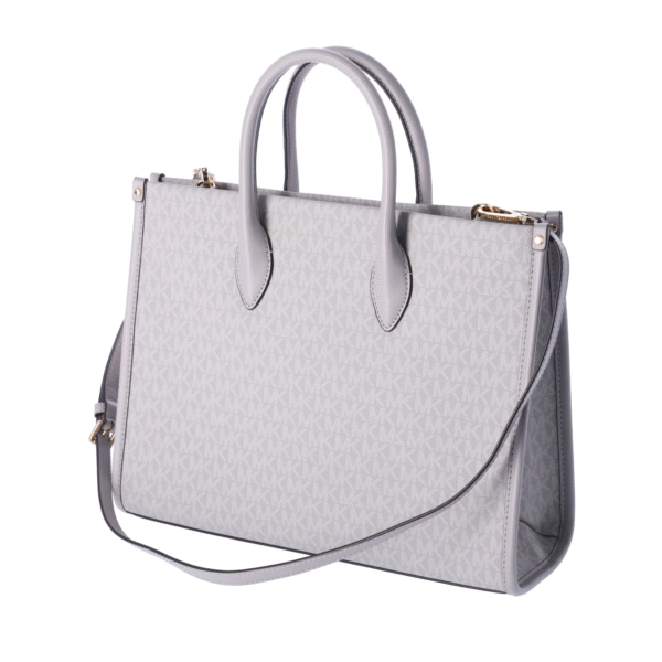 Michael Kors Mirella East West Medium Tote: Luxurious Pearl Grey MK Signature - Image 7