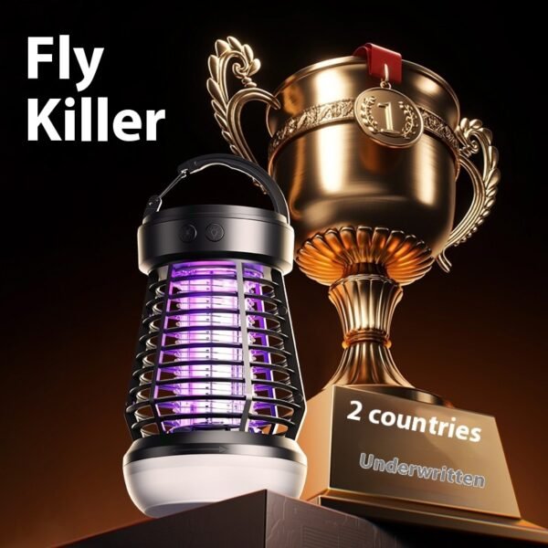2in1 Mosquito Killer Lamp Electric Fly Catcher USB Rechargeable Electric Mosquito Swatter Electric Fly Trap With Night Light S0S Emergency Light Mosquito Killer Terrace Camping - Image 6