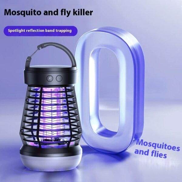 2in1 Mosquito Killer Lamp Electric Fly Catcher USB Rechargeable Electric Mosquito Swatter Electric Fly Trap With Night Light S0S Emergency Light Mosquito Killer Terrace Camping - Image 4